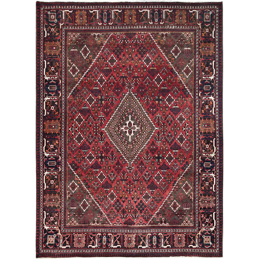Overdyed & Vintage Wool Hand Knotted Rug Red Red 8.1X11.3 -O086614