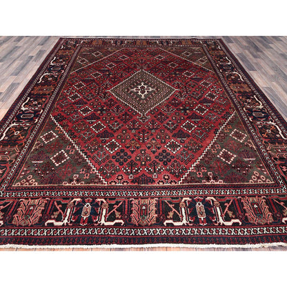 Overdyed & Vintage Wool Hand Knotted Rug Red Red 8.1X11.3 -O086614