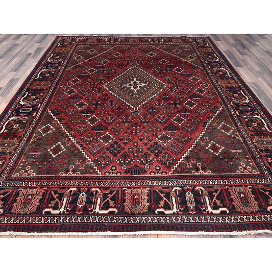 Overdyed & Vintage Wool Hand Knotted Rug Red Red 8.1X11.3 -O086614