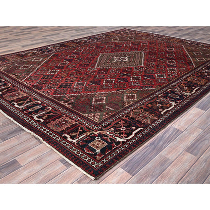 Overdyed & Vintage Wool Hand Knotted Rug Red Red 8.1X11.3 -O086614