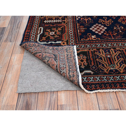 Overdyed & Vintage Wool Hand Knotted Rug Red Blue 8.1X11.3 -O086615