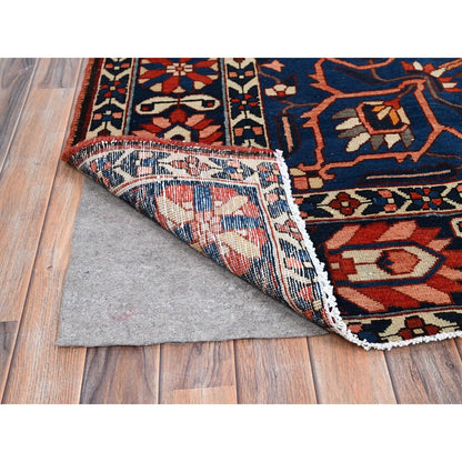Overdyed & Vintage Wool Hand Knotted Rug Red College Navy Blue 8.7X11.7 -O086616