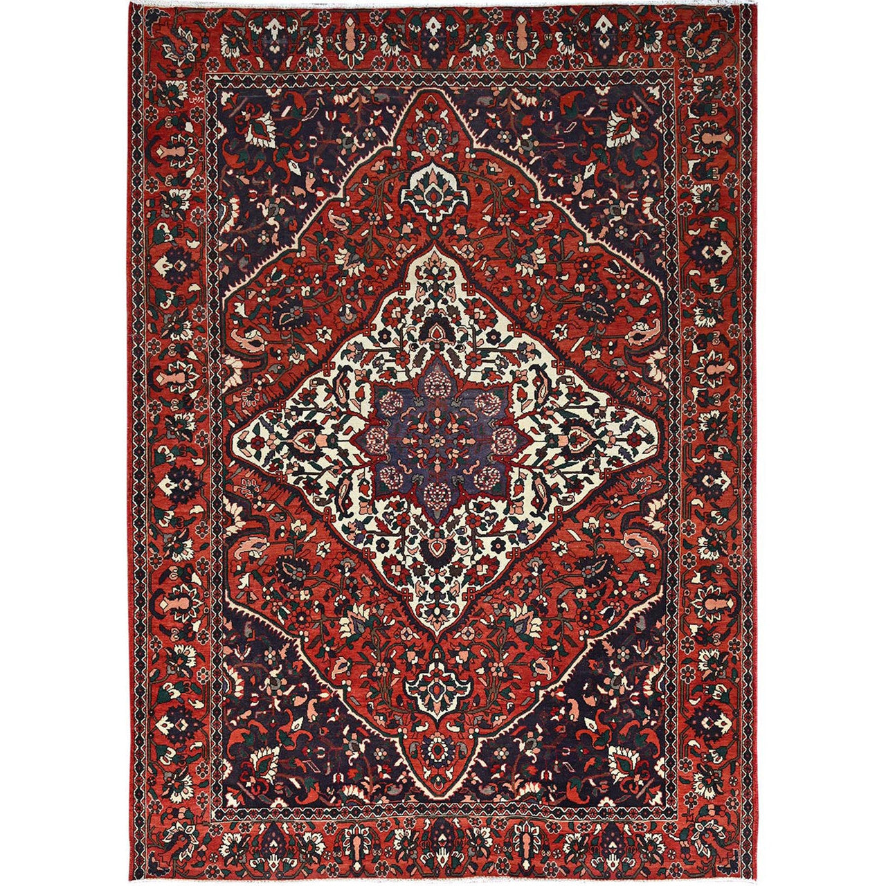 Red 8'7" x 11'2" Overdyed & Vintage Hand knotted Wool Rug - Sku: O086618