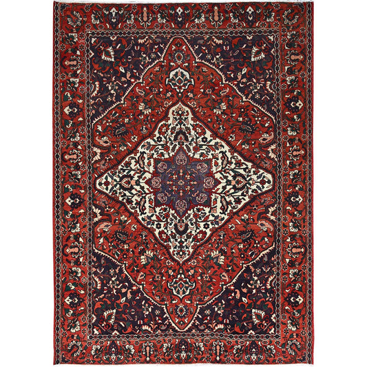 Overdyed & Vintage Wool Hand Knotted Rug Red Red 8.7X11.2 -O086618