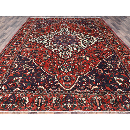Overdyed & Vintage Wool Hand Knotted Rug Red Red 8.7X11.2 -O086618