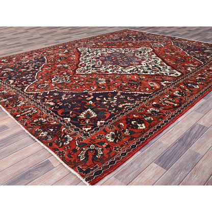 Overdyed & Vintage Wool Hand Knotted Rug Red Red 8.7X11.2 -O086618