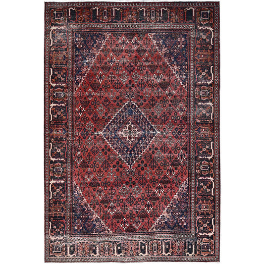 Overdyed & Vintage Wool Hand Knotted Rug Red Blue 6.9X10.0 -O086622