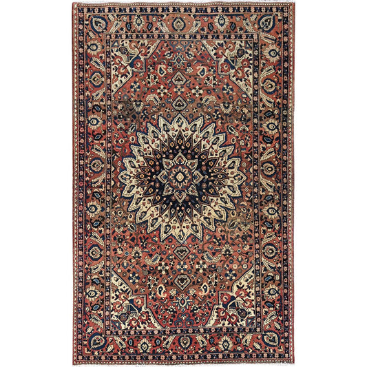 Overdyed & Vintage Wool Hand Knotted Rug Red Red 5.3X8.6 -O086624