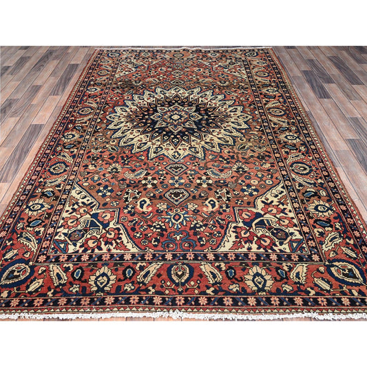 Overdyed & Vintage Wool Hand Knotted Rug Red Red 5.3X8.6 -O086624
