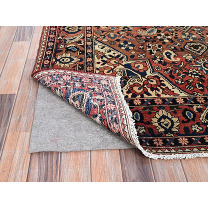 Overdyed & Vintage Wool Hand Knotted Rug Red Red 5.3X8.6 -O086624