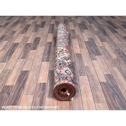 Overdyed & Vintage Wool Hand Knotted Rug Red Red 5.3X8.6 -O086624