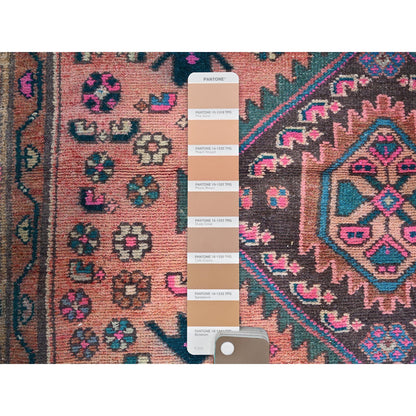 Overdyed & Vintage Wool Hand Knotted Rug Multicolored Brown 3.2X9.3 -O086630