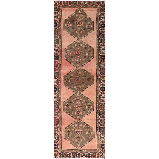 Overdyed & Vintage Wool Hand Knotted Rug Red Red 2.11X8.11 -O086637