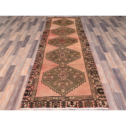 Overdyed & Vintage Wool Hand Knotted Rug Red Red 2.11X8.11 -O086637