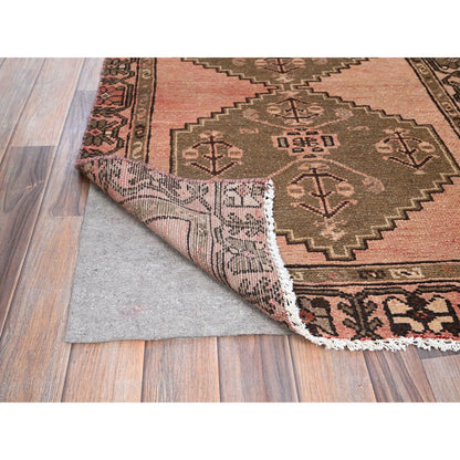 Overdyed & Vintage Wool Hand Knotted Rug Red Red 2.11X8.11 -O086637