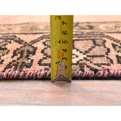 Overdyed & Vintage Wool Hand Knotted Rug Red Red 2.11X8.11 -O086637