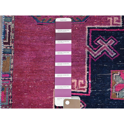 Overdyed & Vintage Wool Hand Knotted Rug Purple Purple 3.8X9.5 -O086640