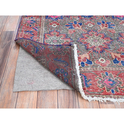Overdyed & Vintage Wool Hand Knotted Rug Grey Gray 3.6X10.11 -O086648