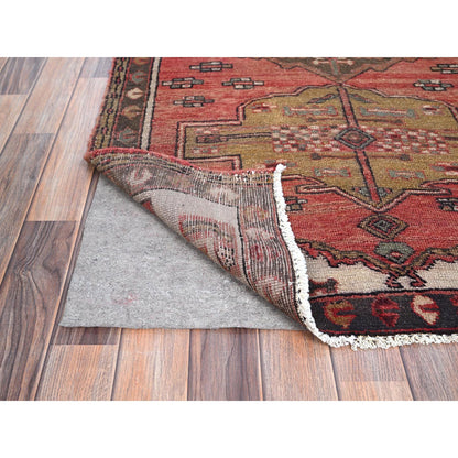 Overdyed & Vintage Wool Hand Knotted Rug Brown Brown 3.6X9.8 -O086655