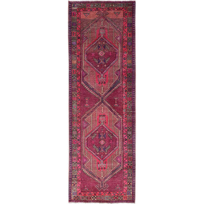 Overdyed & Vintage Wool Hand Knotted Rug Pink Beige 3.8X10.10 -O086660