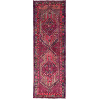 Overdyed & Vintage Wool Hand Knotted Rug Pink Beige 3.8X10.10 -O086660