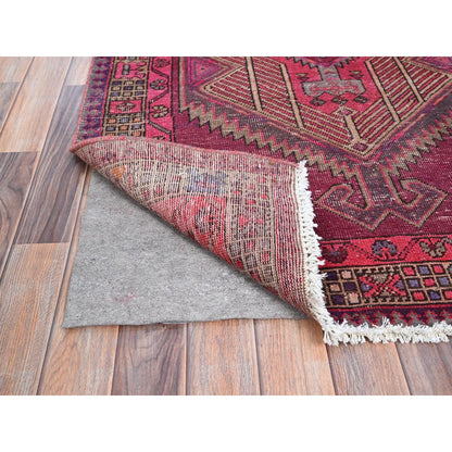 Overdyed & Vintage Wool Hand Knotted Rug Pink Beige 3.8X10.10 -O086660
