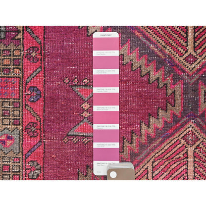 Overdyed & Vintage Wool Hand Knotted Rug Pink Beige 3.8X10.10 -O086660