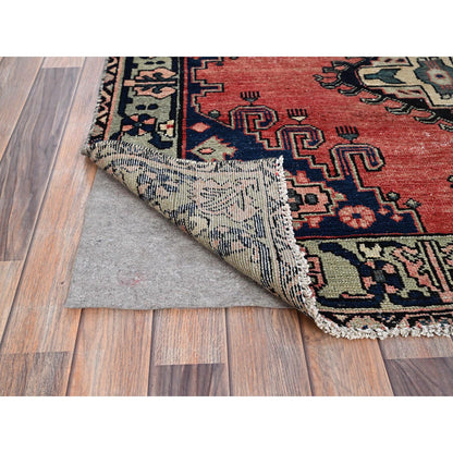Overdyed & Vintage Wool Hand Knotted Rug Red Gray 4.10X8.3 -O086672
