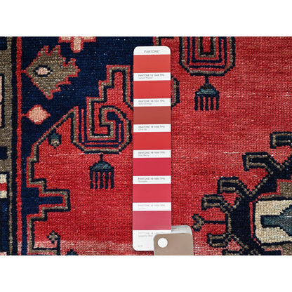 Overdyed & Vintage Wool Hand Knotted Rug Red Gray 4.10X8.3 -O086672