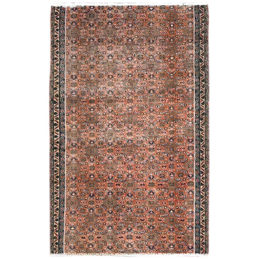 Overdyed & Vintage Wool Hand Knotted Rug Brown Blue 2.5X3.8 -O086683
