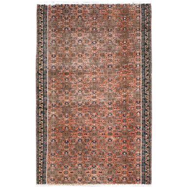 Overdyed & Vintage Wool Hand Knotted Rug Brown Blue 2.5X3.8 -O086683