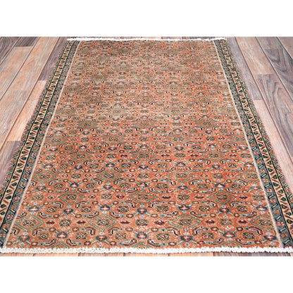 Overdyed & Vintage Wool Hand Knotted Rug Brown Blue 2.5X3.8 -O086683