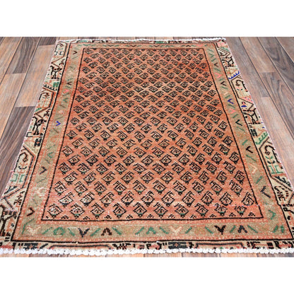 Overdyed & Vintage Wool Hand Knotted Rug Orange Brown 2.9X3.10 -O086684