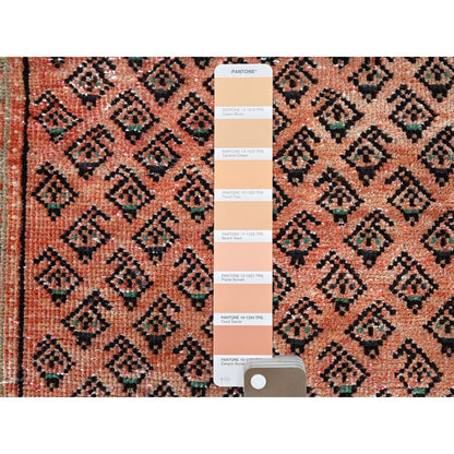 Overdyed & Vintage Wool Hand Knotted Rug Orange Brown 2.9X3.10 -O086684