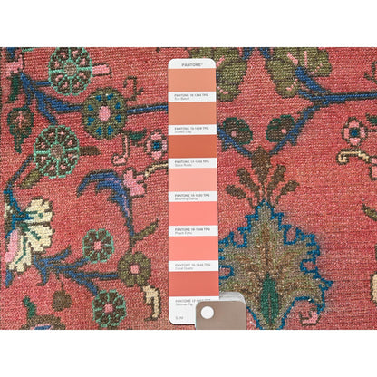 Overdyed & Vintage Wool Hand Knotted Rug Red Ivory 2.5X10.8 -O086691