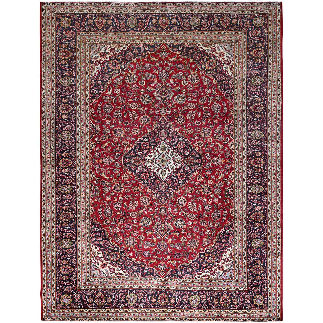 Persian Wool Hand Knotted Rug Red Blue 9.9X13.0 -O086696