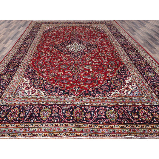 Persian Wool Hand Knotted Rug Red Blue 9.9X13.0 -O086696