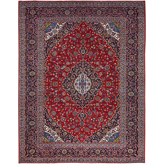 Persian Wool Hand Knotted Rug Red Blue 10.1X12.11 -O086697