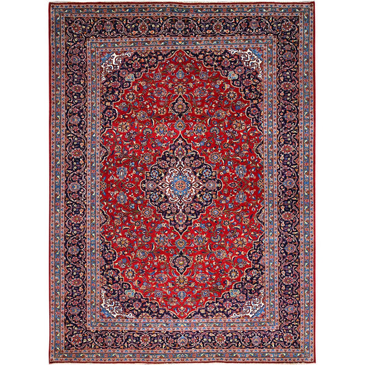 Persian Wool Hand Knotted Rug Red Blue 9.8X13.1 -O086698
