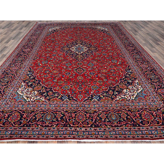 Persian Wool Hand Knotted Rug Red Blue 9.5X13.0 -O086699