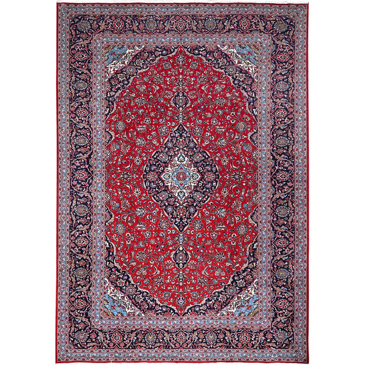 Persian Wool Hand Knotted Rug Red Blue 9.6X13.5 -O086702