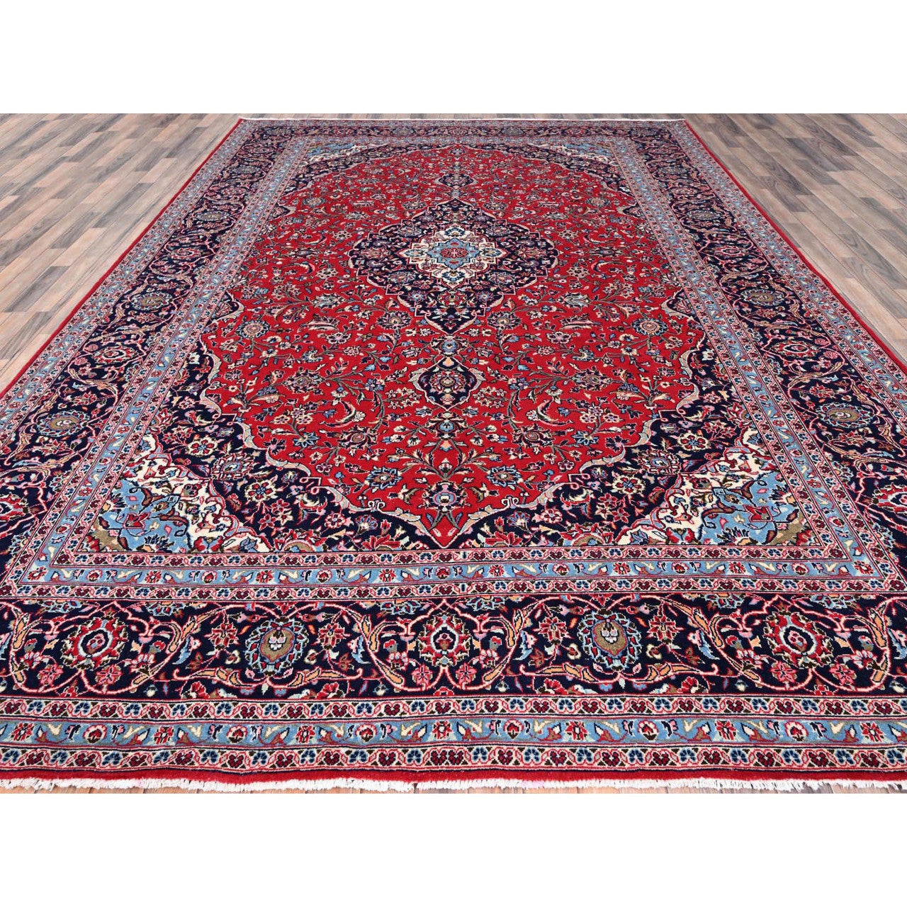 Persian Wool Hand Knotted Rug Red Blue 9.6X13.5 -O086702