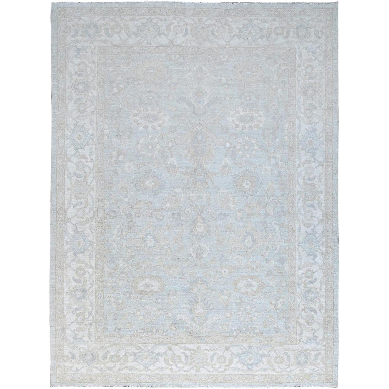 Gray 9'1" x 12'0" Oushak And Peshawar Hand knotted Wool Rug - Sku: O086705
