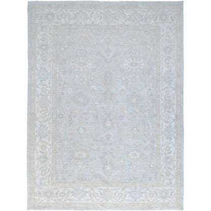 Oushak And Peshawar Wool Hand Knotted Rug Grey Ivory 9.1X12.0 -O086705