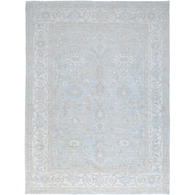 Oushak And Peshawar Wool Hand Knotted Rug Grey Ivory 9.1X12.0 -O086705