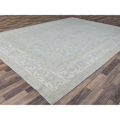 Oushak And Peshawar Wool Hand Knotted Rug Grey Ivory 9.1X12.0 -O086705