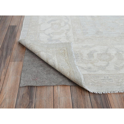 Oushak And Peshawar Wool Hand Knotted Rug Grey Ivory 9.1X12.0 -O086705