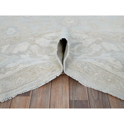 Oushak And Peshawar Wool Hand Knotted Rug Grey Ivory 9.1X12.0 -O086705