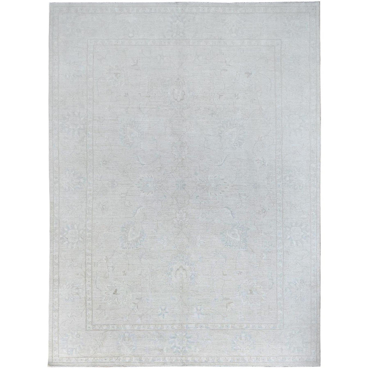 Tribal & Geometric Wool Hand Knotted Rug Ivory Ivory 9.10X13.10 -O086706