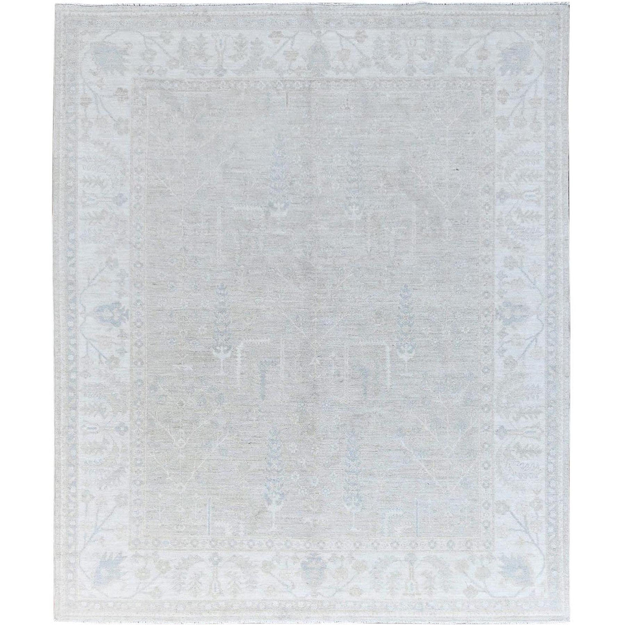 Ivory 8'1" x 9'7" Oushak And Peshawar Hand knotted Wool Rug - Sku: O086708